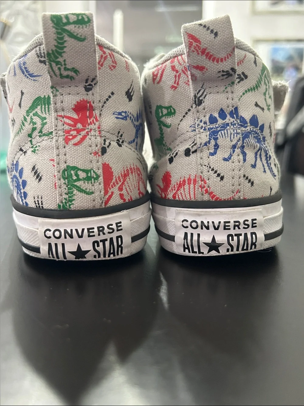 Converse Kids Dinosaur Print Low-Top Sneakers - Gray with Red Green Blue